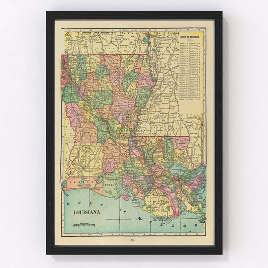 Vintage Map of Louisiana 1909