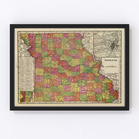 Vintage Map of Missouri 1909