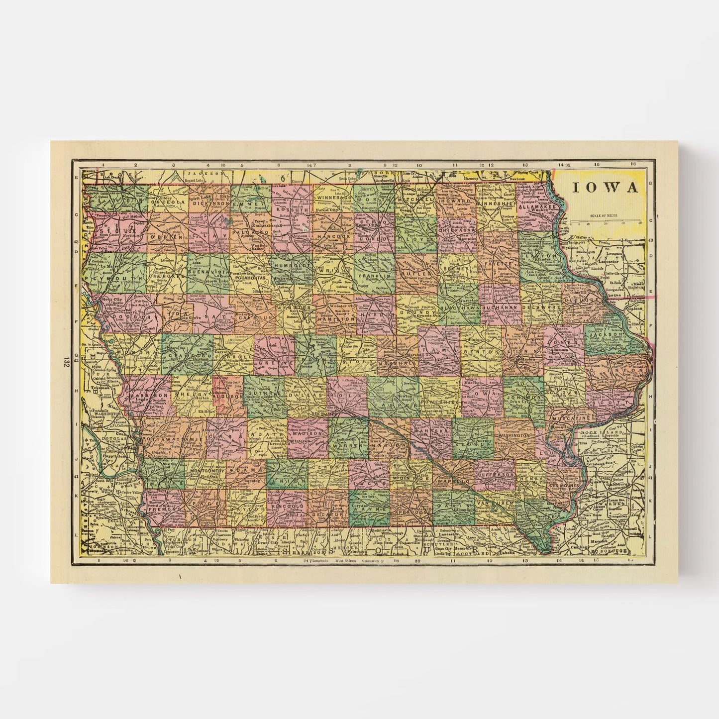 Vintage Map of Iowa 1909