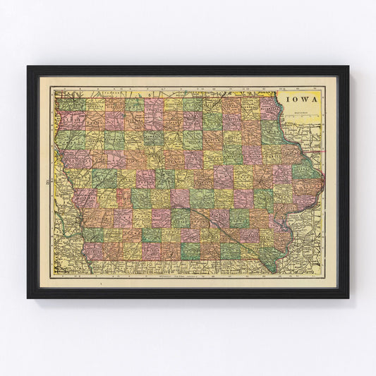 Vintage Map of Iowa 1909