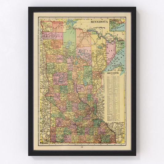 Vintage Map of Minnesota 1909