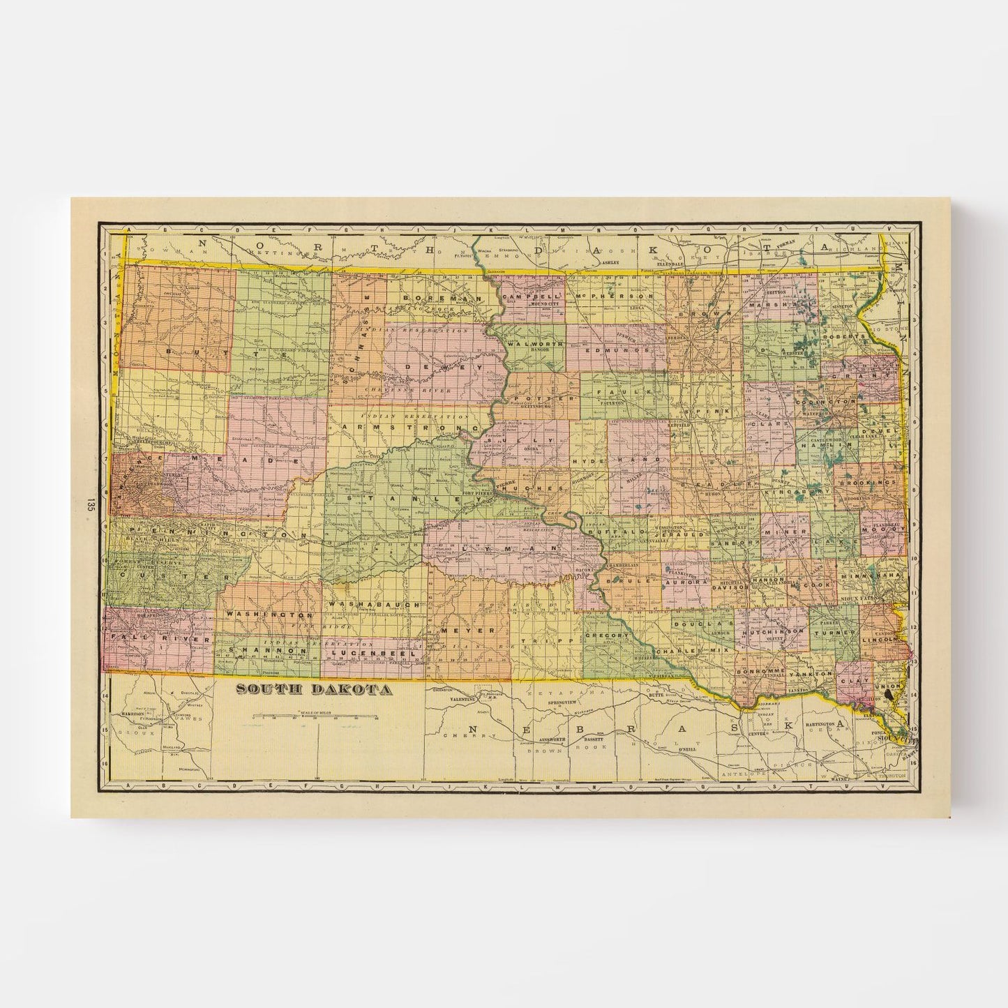 Vintage Map of South Dakota 1909