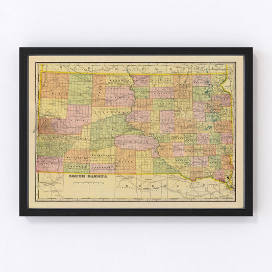 Vintage Map of South Dakota 1909