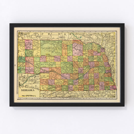 Vintage Map of Nebraska 1909