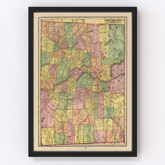 Vintage Map of Colorado 1909