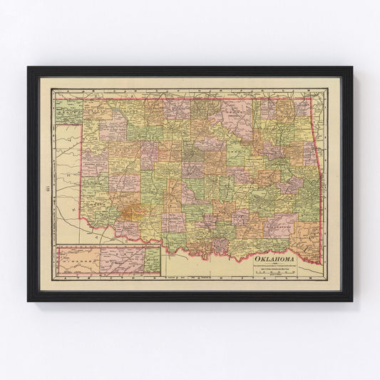 Vintage Map of Oklahoma 1909