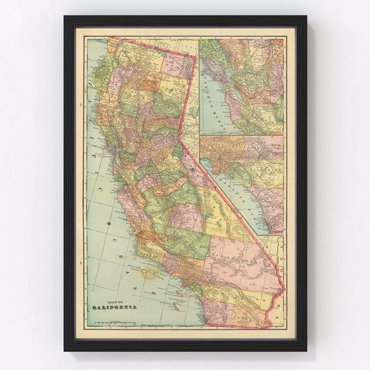 Vintage Map of California 1909