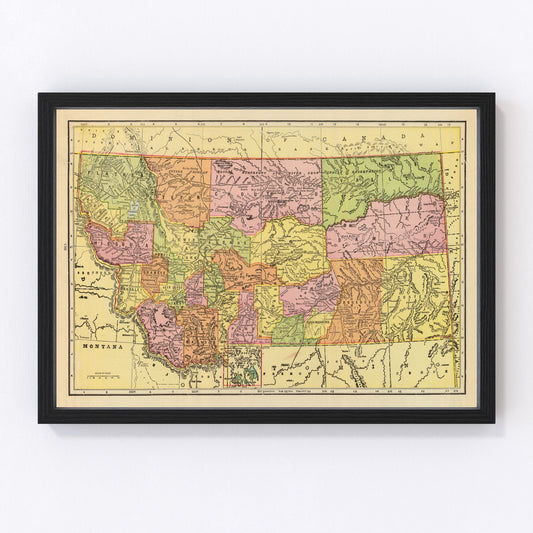 Vintage Map of Montana 1909