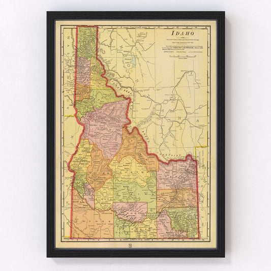 Vintage Map of Idaho 1909