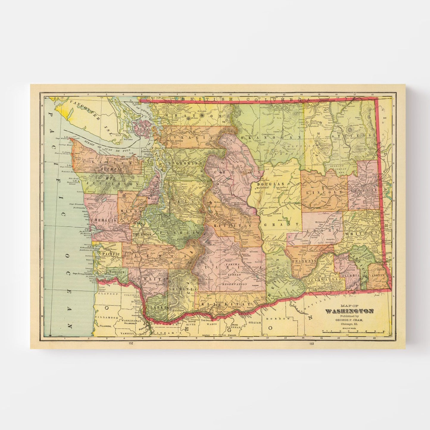 Vintage Map of Washington 1909
