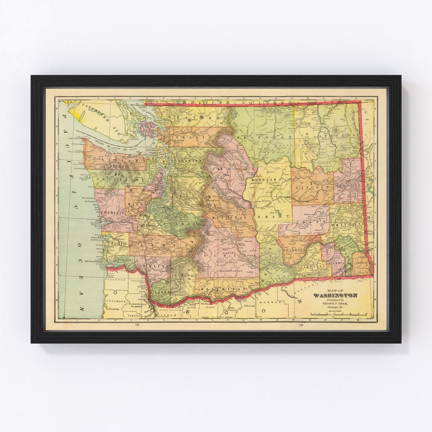 Vintage Map of Washington 1909