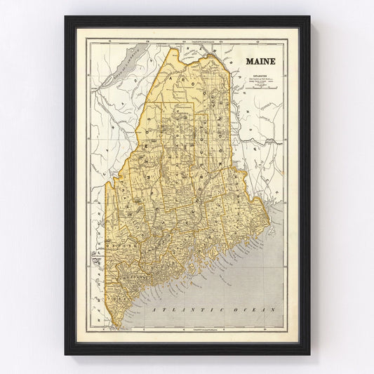 Vintage Map of Maine 1842