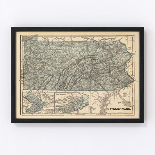 Vintage Map of Pennsylvania 1842