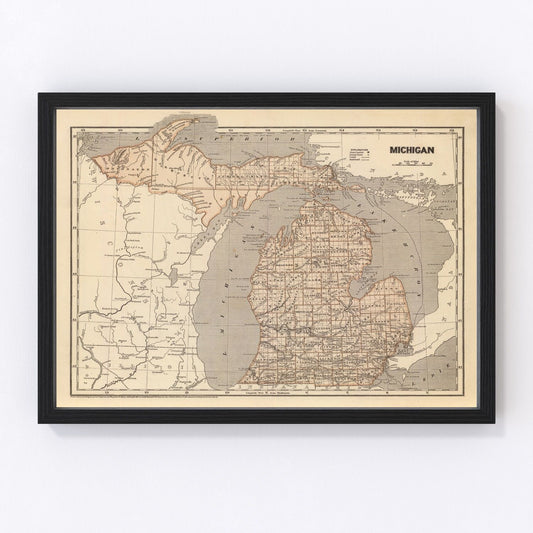 Vintage Map of Michigan 1842