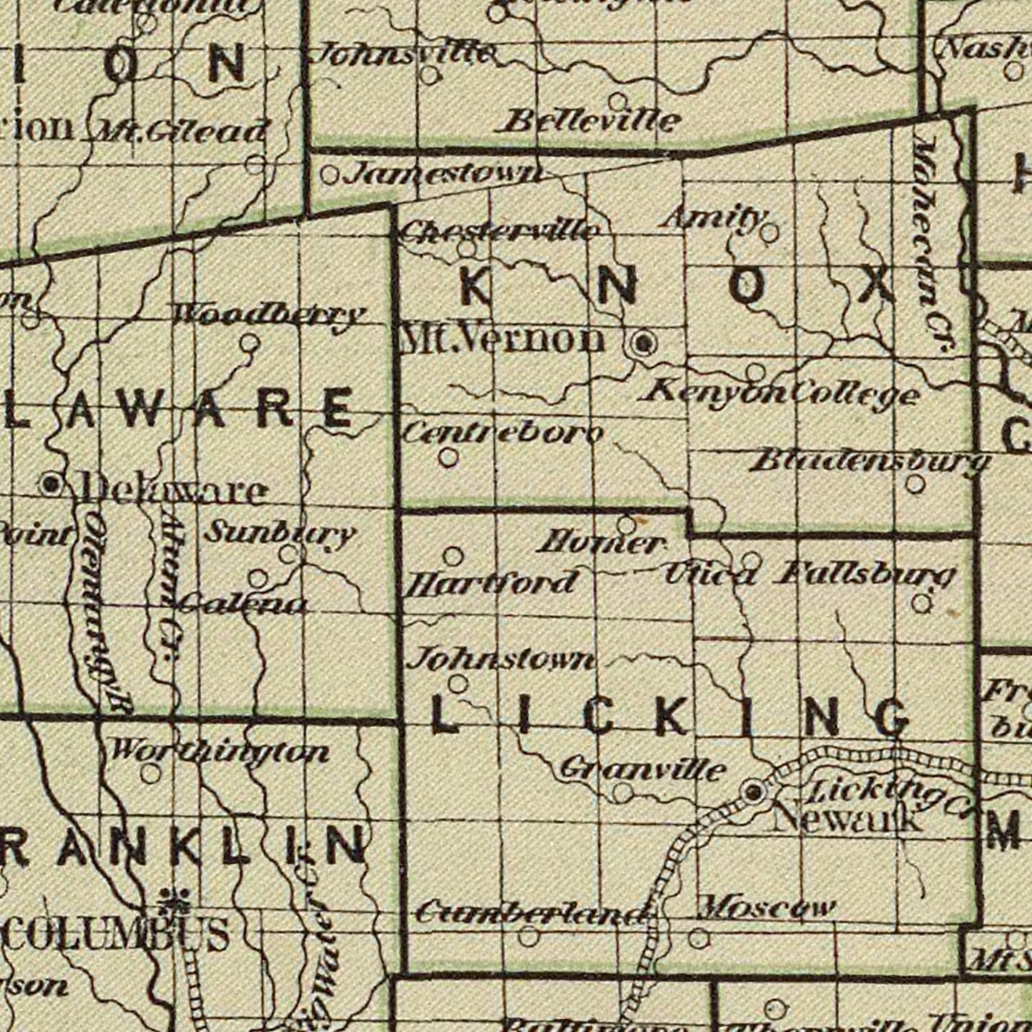 Vintage Map of Ohio 1842