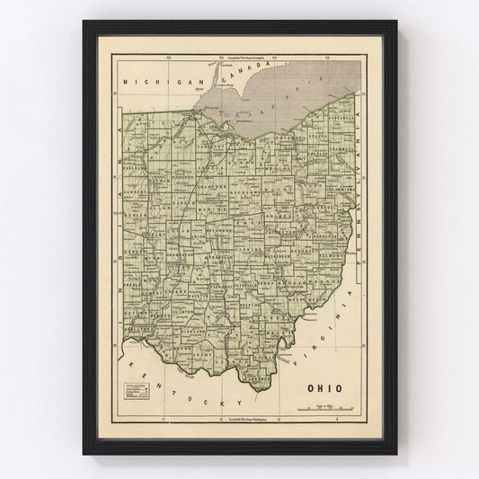 Vintage Map of Ohio 1842