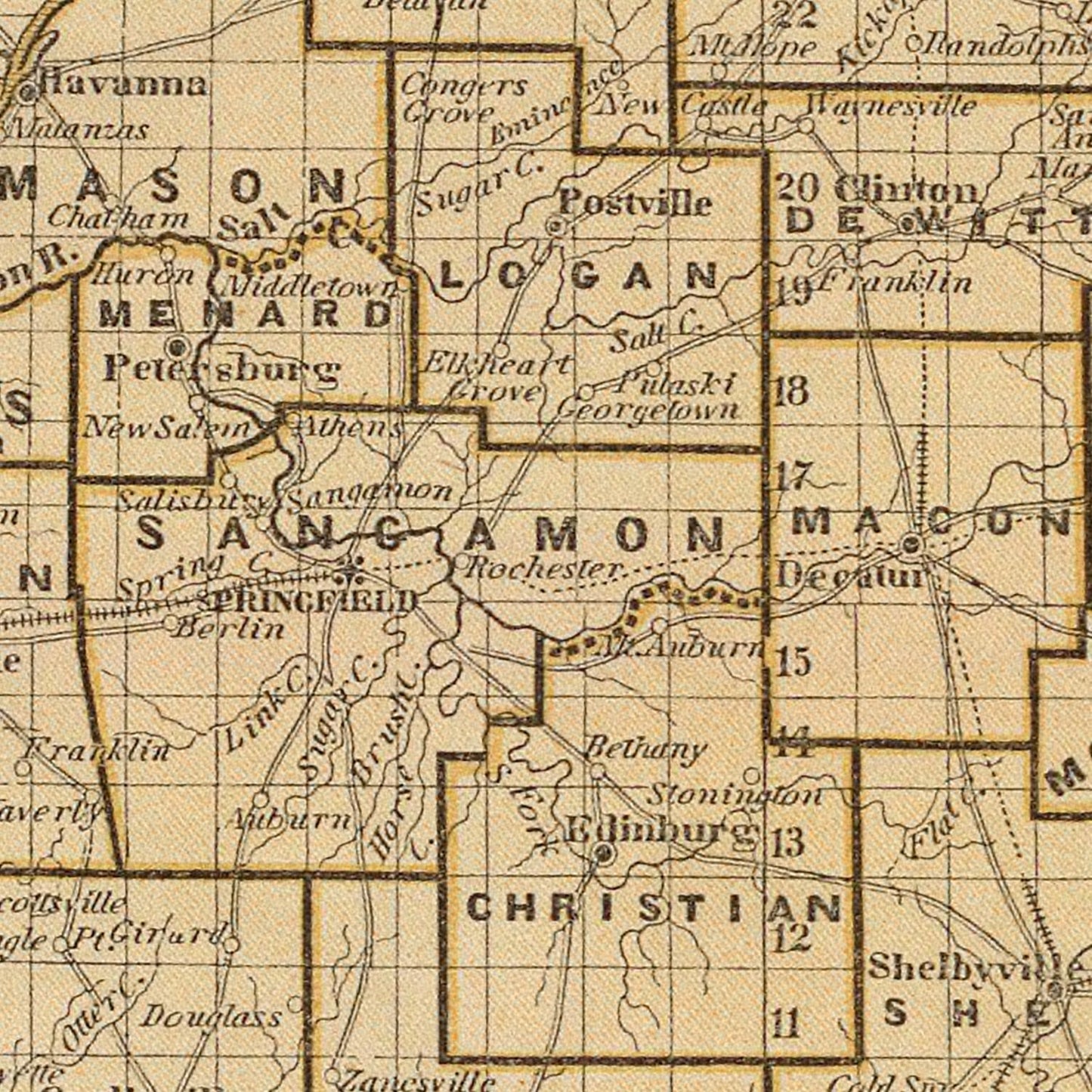Vintage Map of Illinois 1842