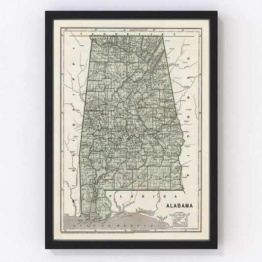 Vintage Map of Alabama 1842