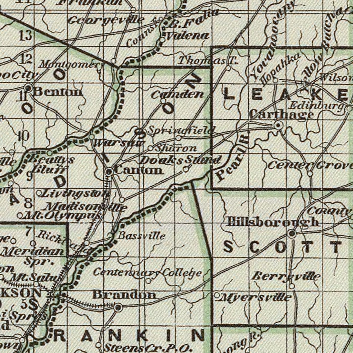 Vintage Map of Mississippi 1842