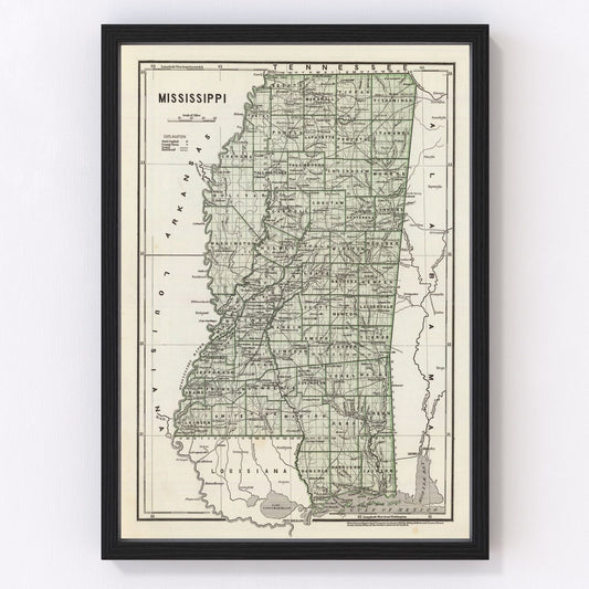 Vintage Map of Mississippi 1842