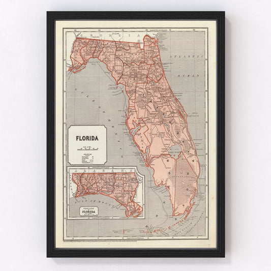 Vintage Map of Florida 1842