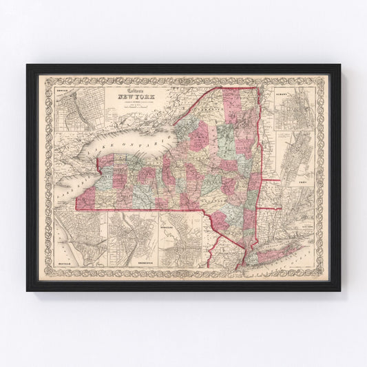 Vintage Map of New York 1861