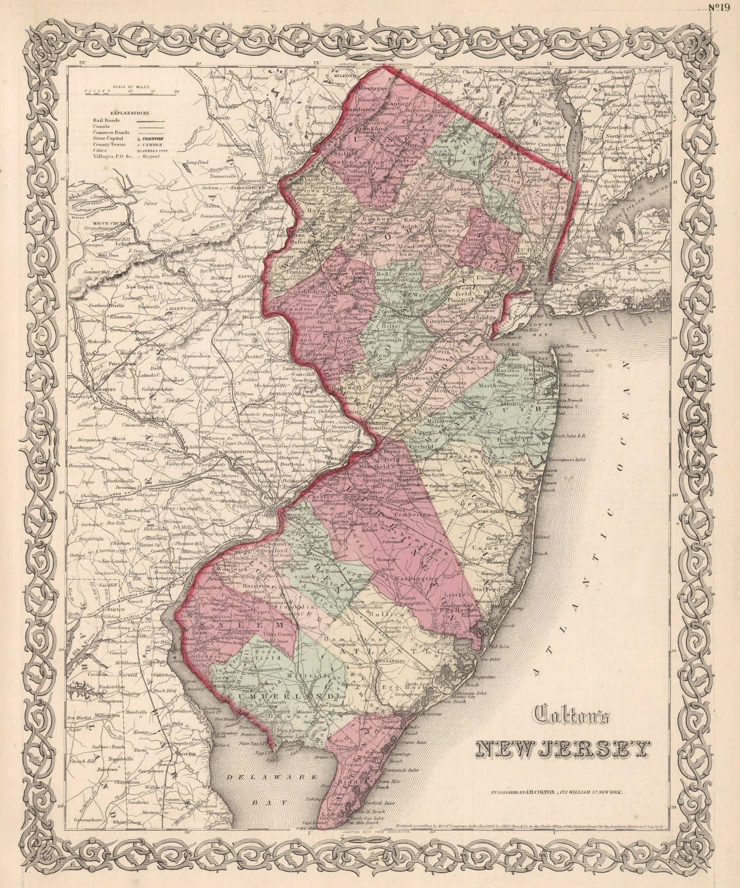 Vintage Map of New Jersey 1861