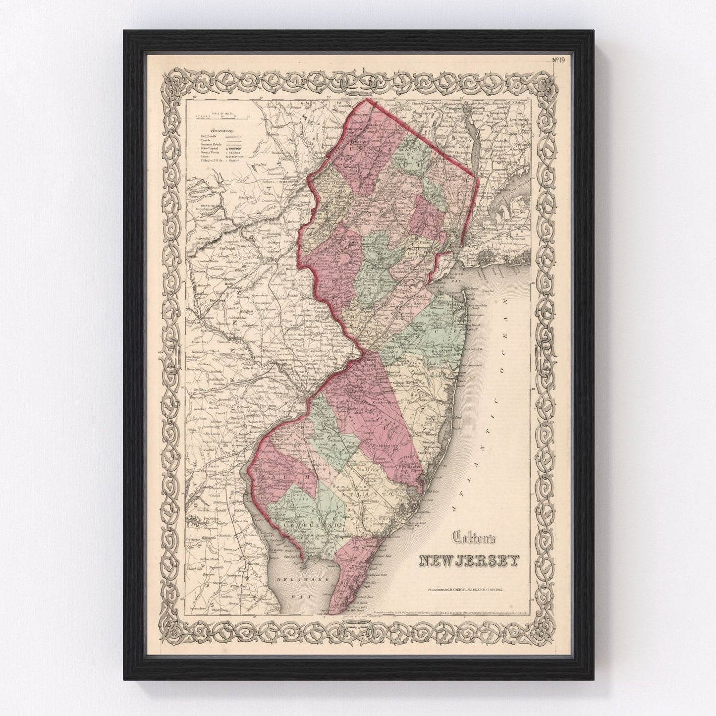 Vintage Map of New Jersey 1861