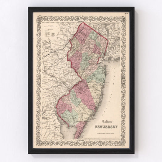 Vintage Map of New Jersey 1861