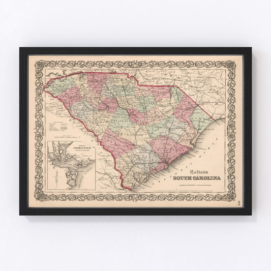 Vintage Map of South Carolina 1861