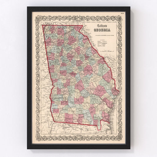Vintage Map of Georgia 1861