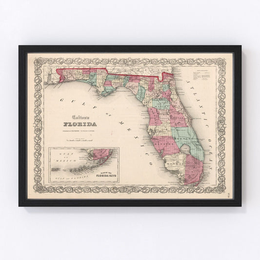 Vintage Map of Florida 1861