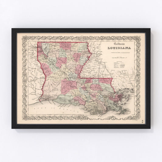 Vintage Map of Louisiana 1861