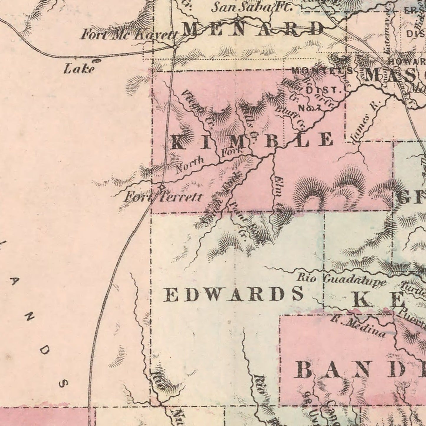 Vintage Map of Texas 1861