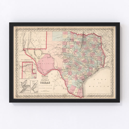 Vintage Map of Texas 1861
