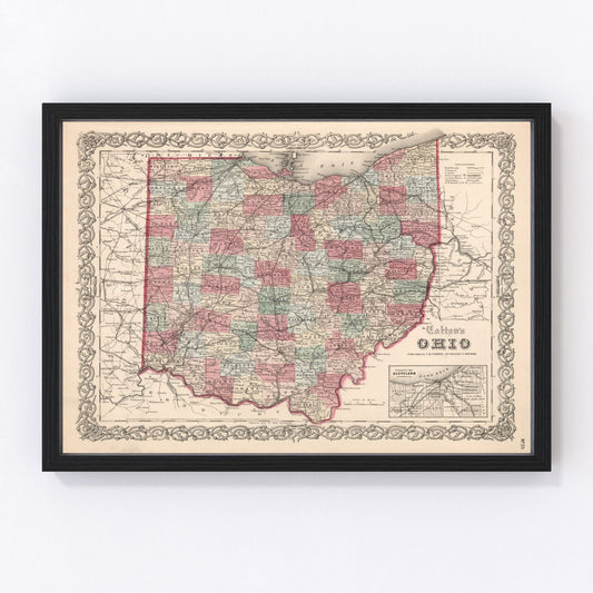 Vintage Map of Ohio 1861