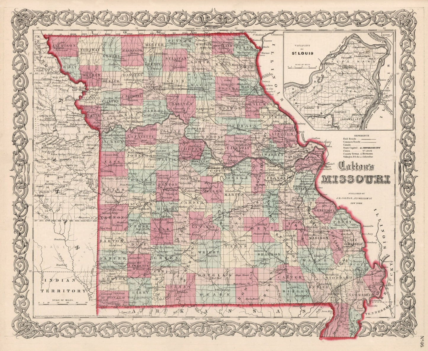 Vintage Map of Missouri 1861