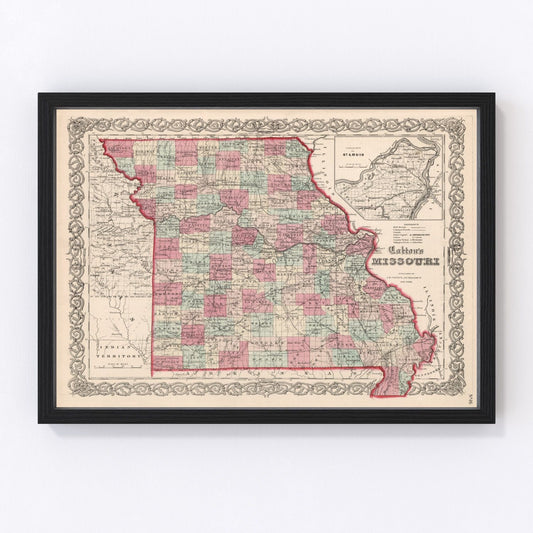 Vintage Map of Missouri 1861