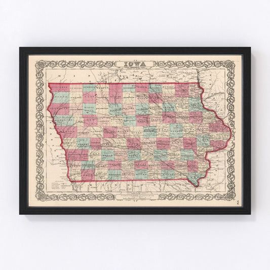 Vintage Map of Iowa 1861
