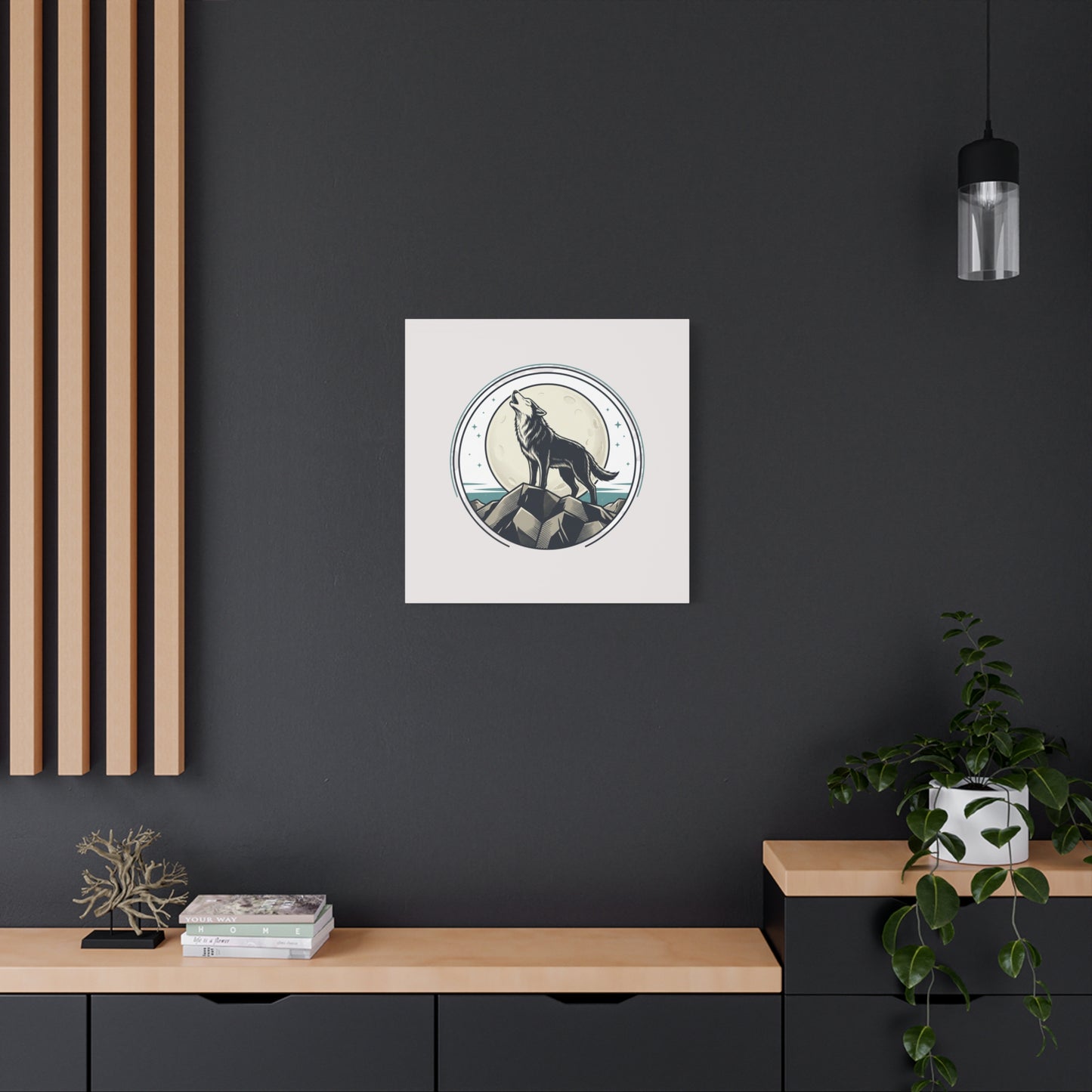Howling Wolf Canvas Wall Art — Moonlit Wilderness Matte Stretched Print