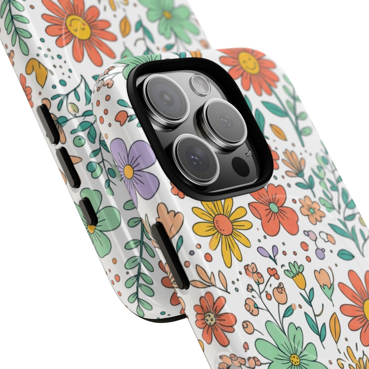 Floral Doodle Tough Magnetic Phone Case – Colorful Wildflower Protection