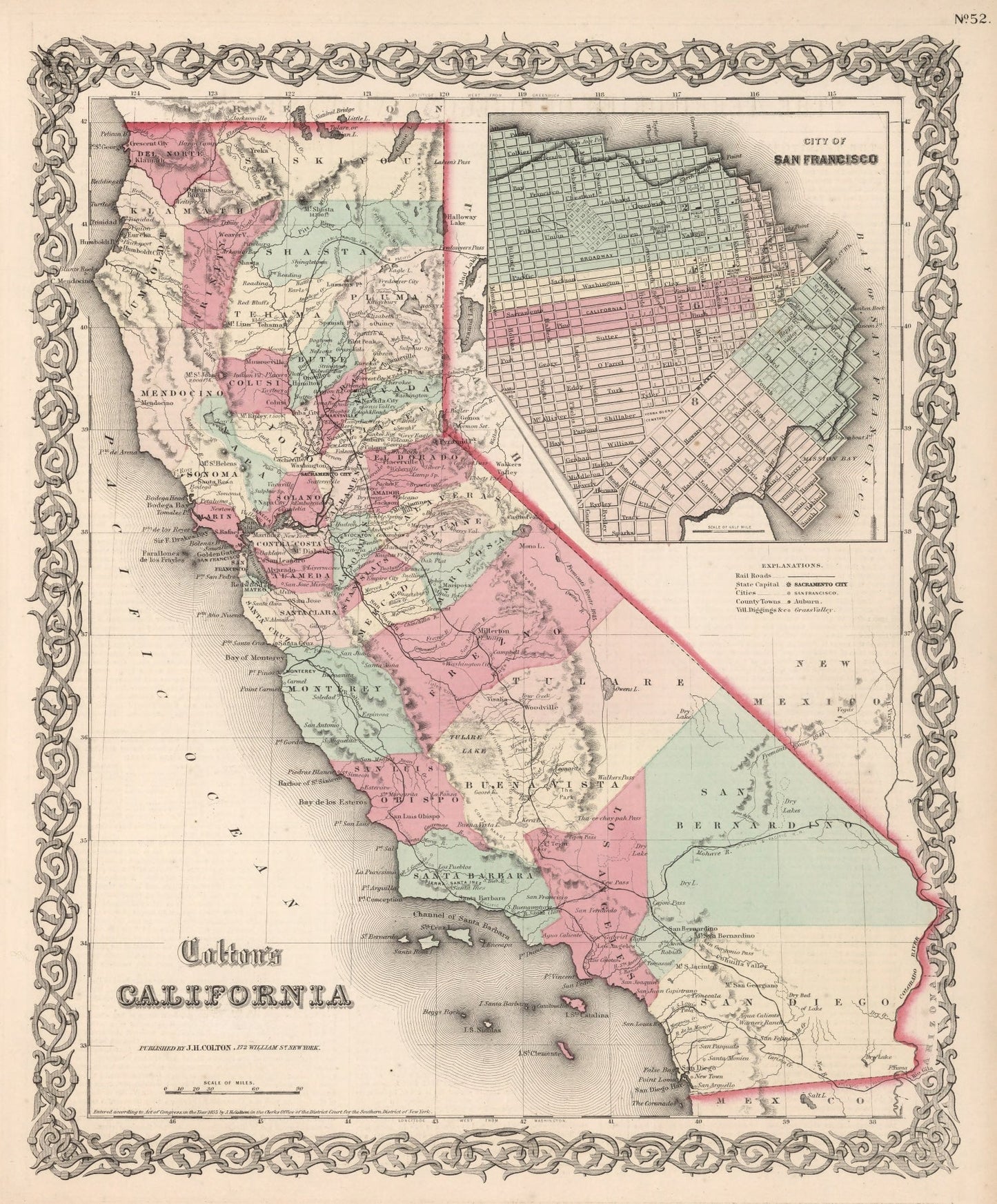 Vintage Map of California 1861