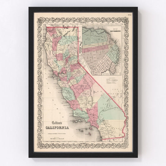 Vintage Map of California 1861