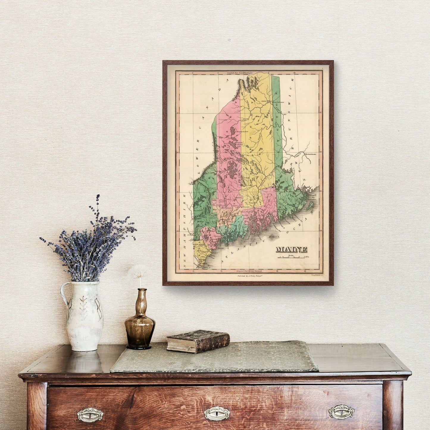 Vintage Map of Maine 1824
