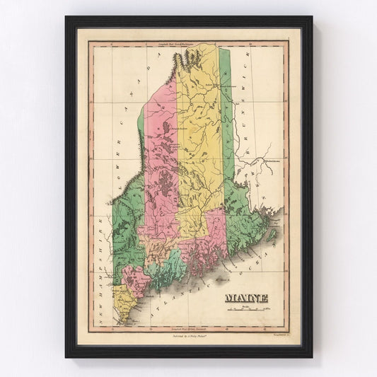 Vintage Map of Maine 1824