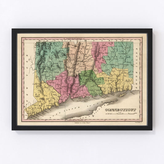 Vintage Map of Connecticut 1824