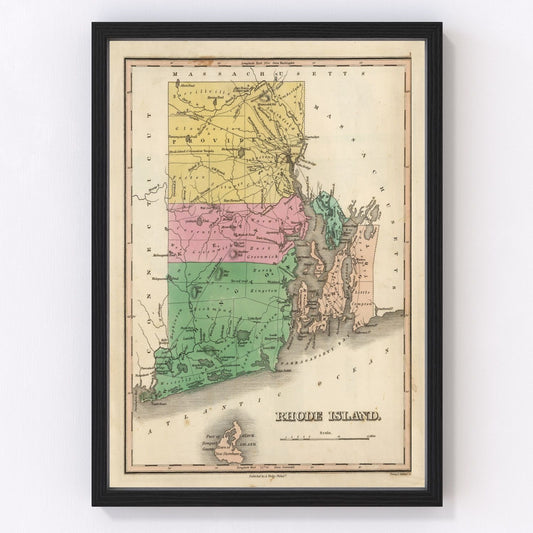 Vintage Map of Rhode Island 1824