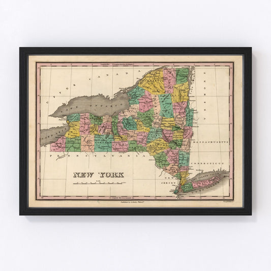Vintage Map of New York 1824