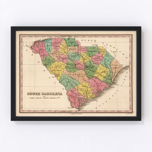 Vintage Map of South Carolina 1824