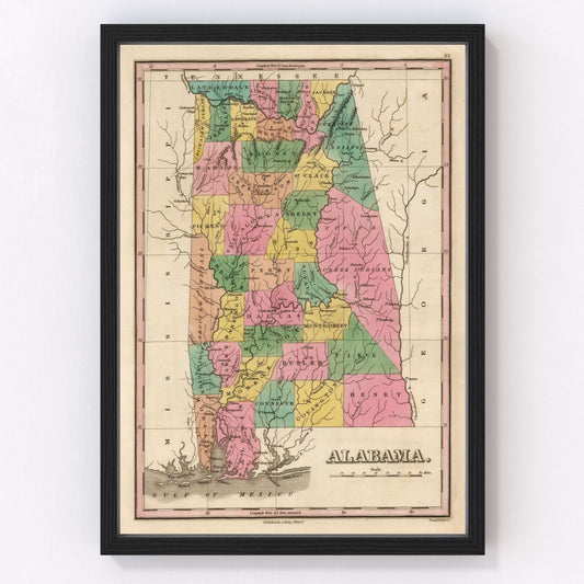 Vintage Map of Alabama 1824
